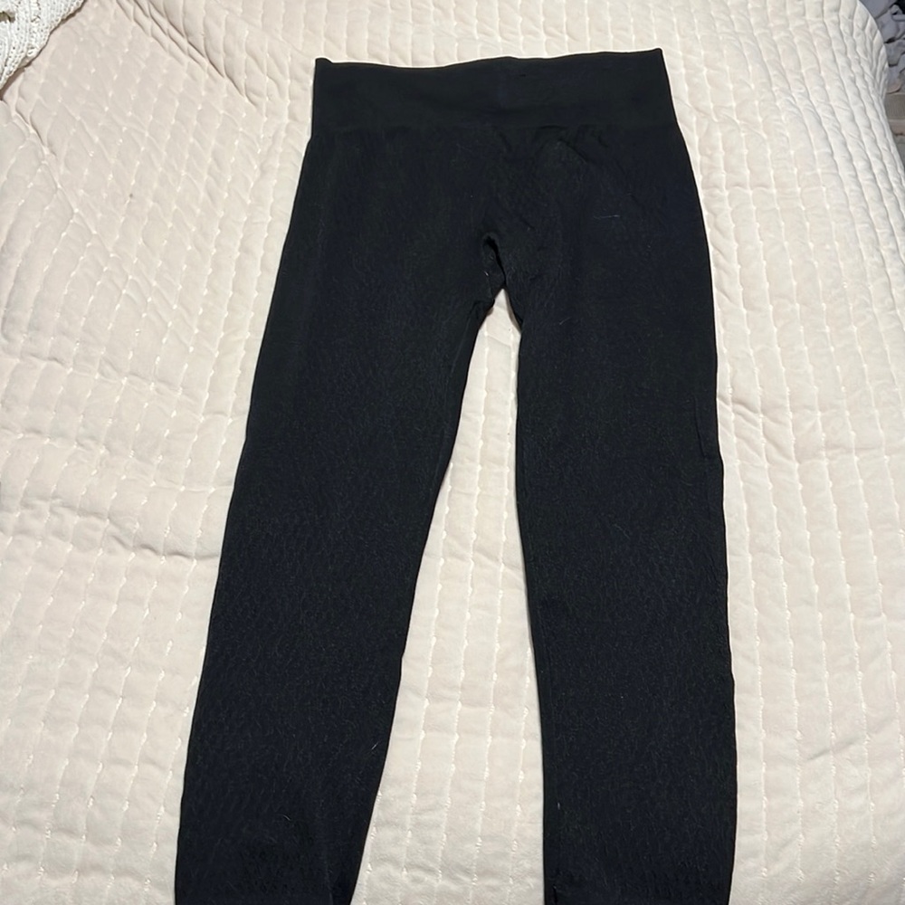 XL SHEIN Black Waffle texture leggings (011)